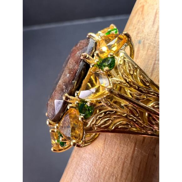 NEW chocolate sapphire multi gem cocktail ring in vermeil size 7 - Picture 5 of 16